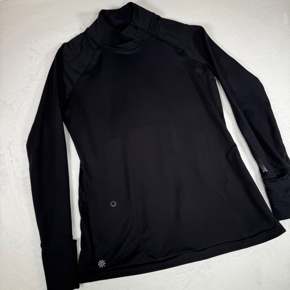 Athleta Superluxe Half Zip Medium Black Long Sleeve Athletic Top 347817 - Picture 2 of 9